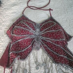 Red Jewelled butterfly top